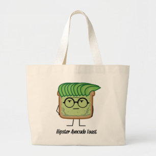 Avocado Toast Hipster glasses greaser hair Large Tote Bag
