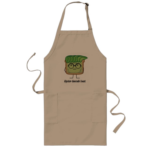Avocado Toast Hipster glasses greaser hair Long Apron (Front)
