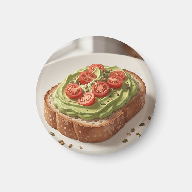 Avocado Tomato Toast Fresh Breakfast Art Magnet (Front)