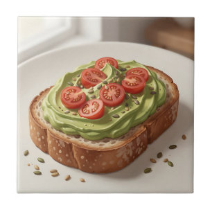 Avocado Tomato Toast Fresh Breakfast Art Tile