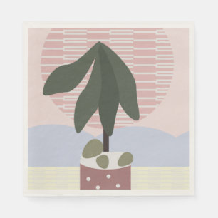 Avocado Tree Blush Muted Geometric Pink Green Napkin