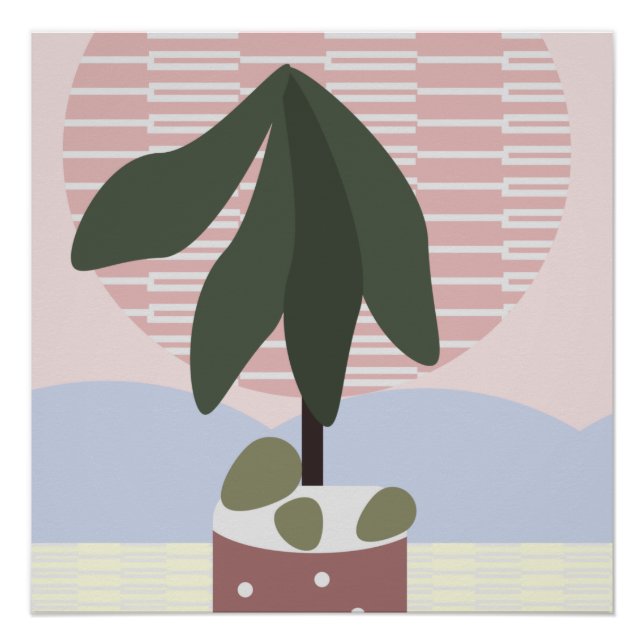 Avocado Tree Blush Muted Geometric   Poster (Front)