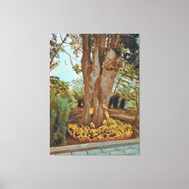 Avocado Tree & Philodendron Leaves Canvas Print (Front)
