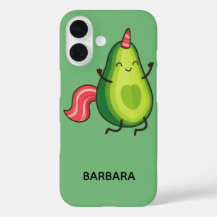 Avocado Unicorn Kawaii Illustration – Cute Fantasy iPhone 16 Case