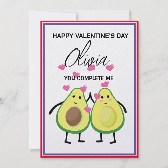 Avocado Valentine's Card - Couples Love Note (Front)