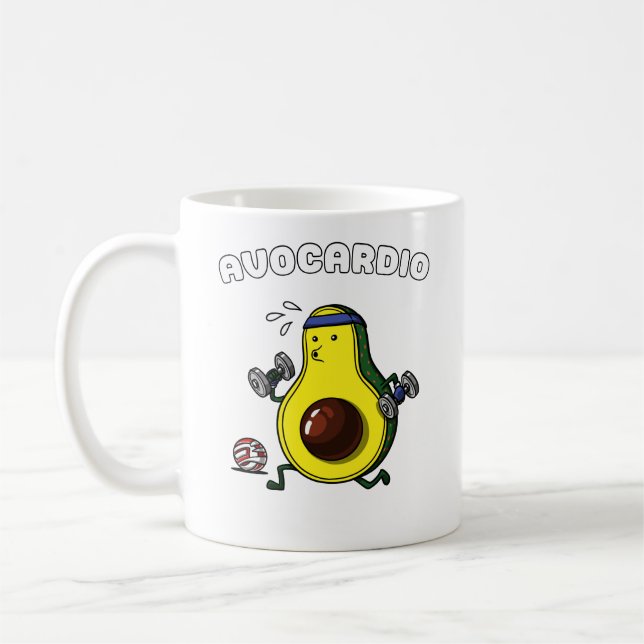 Avocado Vegan Fitness Cardio Workout Exercise Coffee Mug (Left)