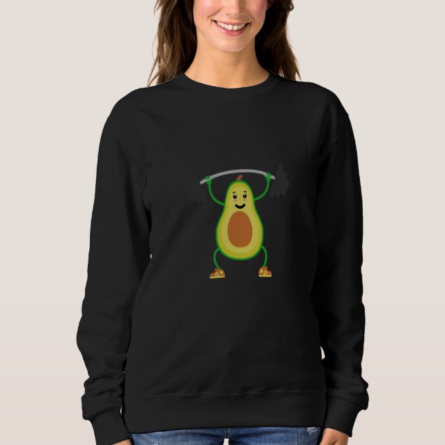 Avocado Vegan Little Man or Woman In Gym Weightlif Sweatshirt (Front)