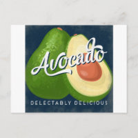 Avocado Vintage Fruit Label Retro