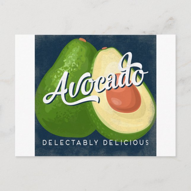 Avocado Vintage Fruit Label Retro Postcard (Front)