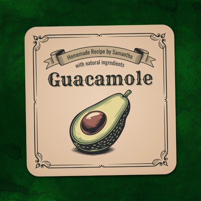 Avocado - Vintage Guacamole Label Sticker (Avocado - Vintage Guacamole Label Sticker)