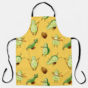 Avocado Workout: Fun Watercolor Pattern Apron