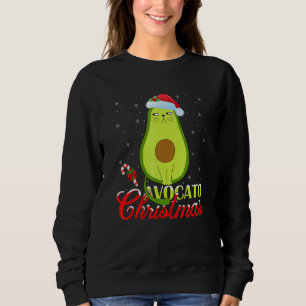 Avocado Xmas Lights Santa Avocado Cat Christmas Sweatshirt