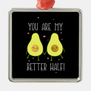 Avocado You Are My Better Half Metal Tree Decoration