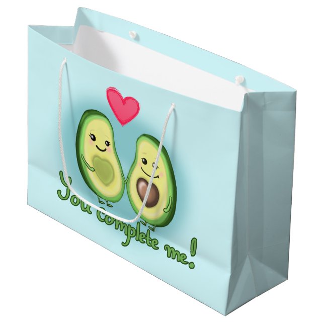 Avocado - you complete me large gift bag (Front Angled)
