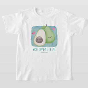 Avocado You Complete Me Love Kawaii Watercolor T-Shirt