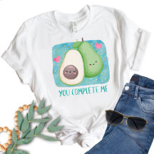 Avocado You Complete Me Love Kawaii Watercolor  T-
