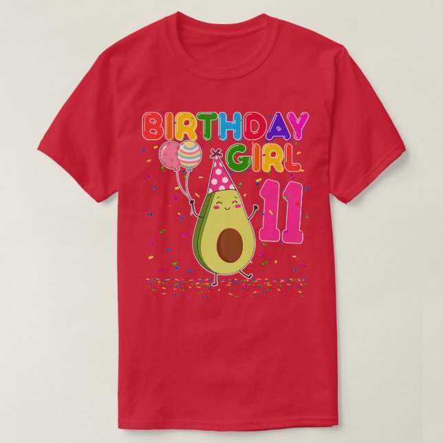 Avocados 11th Birthday Girl 11 Years Old Avocados  T-Shirt (Design Front)