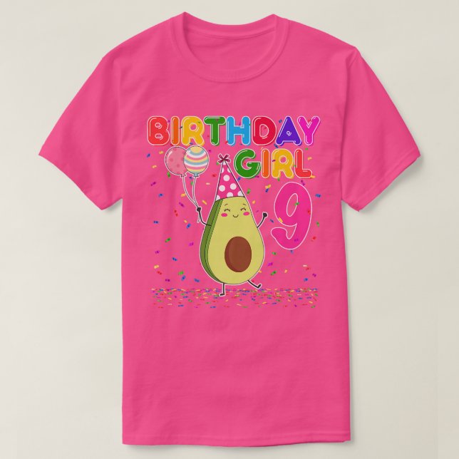 Avocados 9th Birthday Girl 9 Years Old Avocados Th T-Shirt (Design Front)