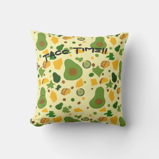 Avocados and Tacos in light yellow - with words Cushion