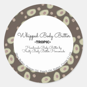 Avocados Body Butter Bath Branding Packaging Classic Round Sticker