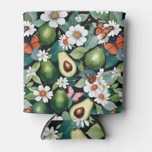 Avocados Flowers and Butterflies Can Cooler