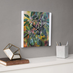 Avocados in the Autumn Sun Painting by Alfred Fox Square Wall Clock