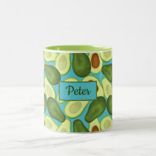 Avocados pattern add your name Two-Tone coffee mug