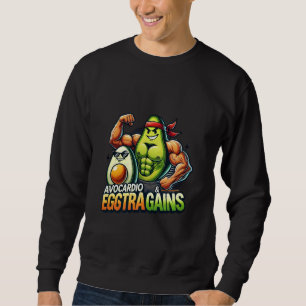 Avocardio & Eggstra Gains Funny Gym Fitness & Body Sweatshirt