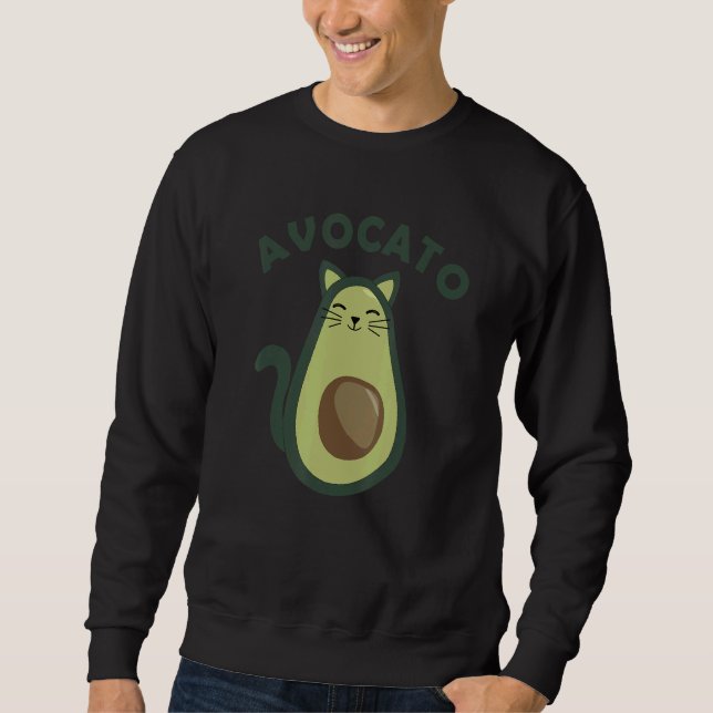 Avocato Avocado Cat Kitten Vegan Fur Nose Cute Cat Sweatshirt (Front)