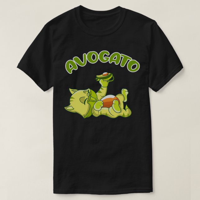 Avocato Avocado Kitten Eats Green Fruits T-Shirt (Design Front)