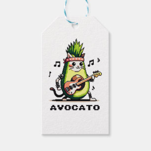 Avocato Bassist - Punk Cat Avocado Pixel Art Gift Tags