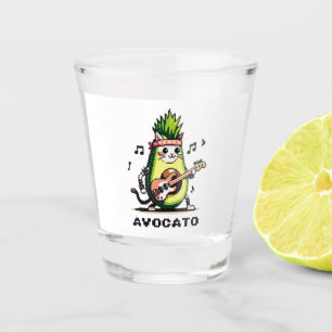 Avocato Bassist - Punk Cat Avocado Pixel Art Shot Glass