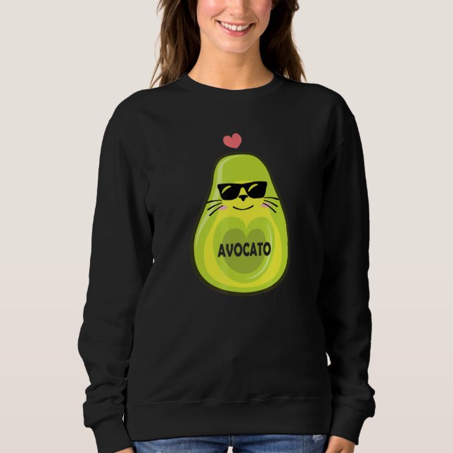 Avocato Cute Cat Avocado Vegan And Cat Kitten Sweatshirt (Front)