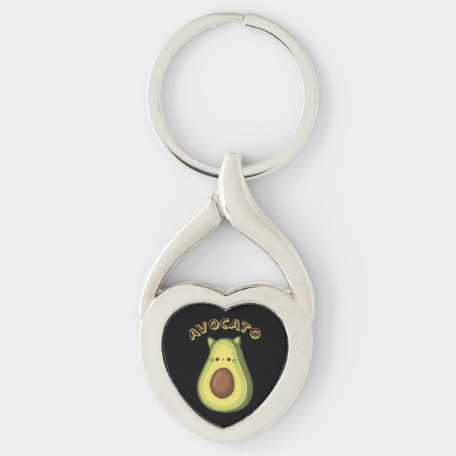 AVOCATO – Funny Cute Cat & Avocado Lovers Keychain (Front)