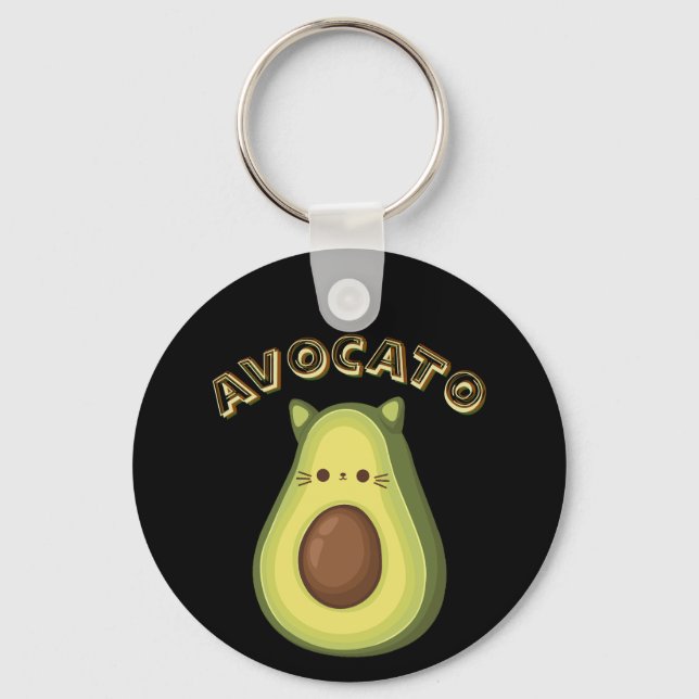 AVOCATO – Funny Cute Cat & Avocado Lovers Keychain (Front)