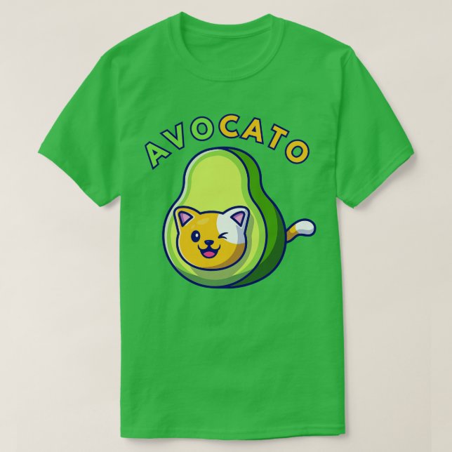 Avocato Funny Cute Cat Avocado Vegan And Cat Lover T-Shirt (Design Front)