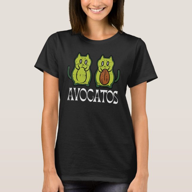 Avocatos Cat Avocados Cute Vegan Mexican Women Gir T-Shirt (Front)