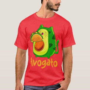 Avogato Avocato Cats Avocado with Taco Vegan Kitte T-Shirt
