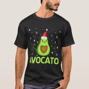 Avogato Christmas Cute Cat Avocado Funny Xmas desi T-Shirt