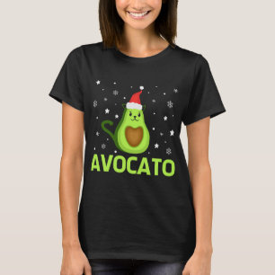 Avogato Christmas Cute Cat Avocado Funny Xmas desi T-Shirt