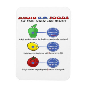 Avoid GM foods avoid 5 digit PLU starting with 8 Magnet