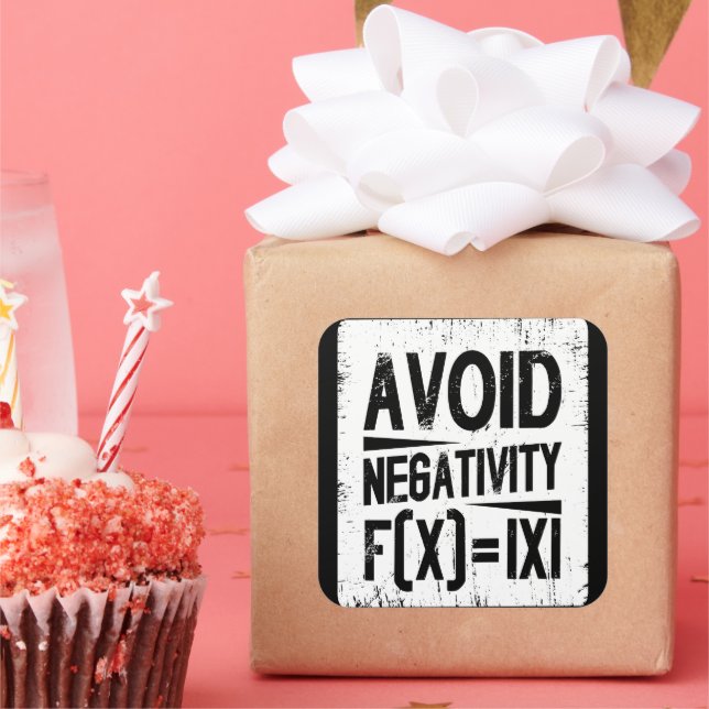 Avoid Negativity Absolute Value Equation Joke Square Sticker (Party)