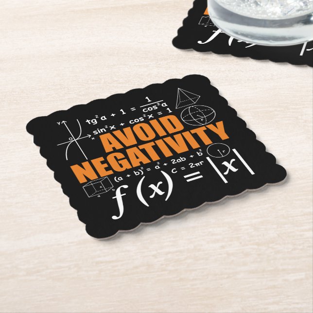 Avoid Negativity Funny Math Mathematician Teacher Paper Coaster (Angled)