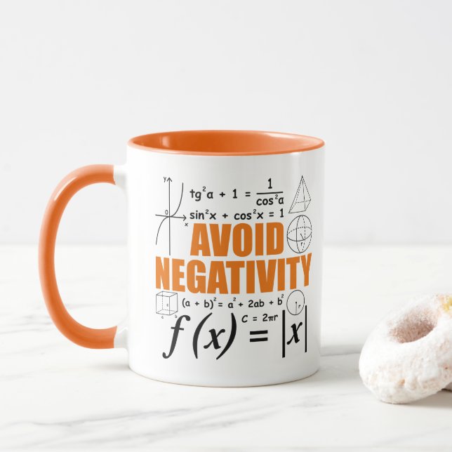 Avoid Negativity Teaching Typography Math Tutor Mug (With Donut)