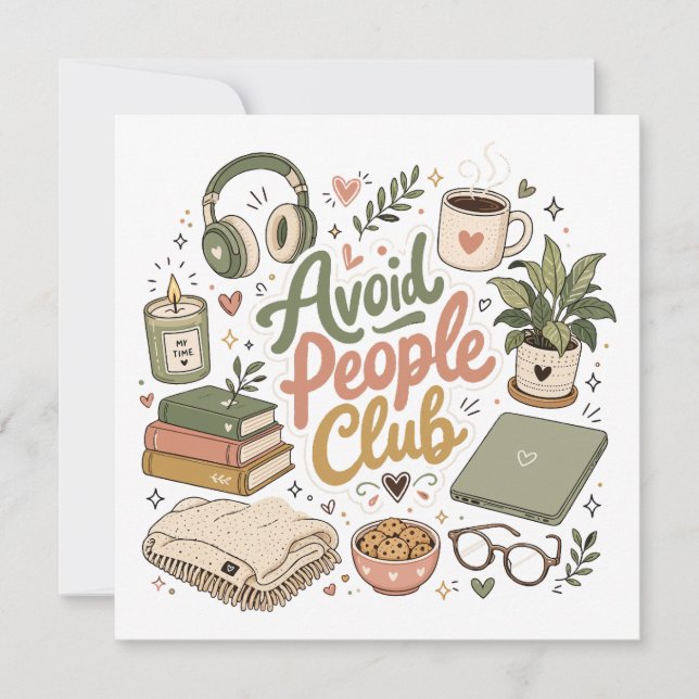 Avoid People Club Cosy Introvert Vibes Invitation (Front)