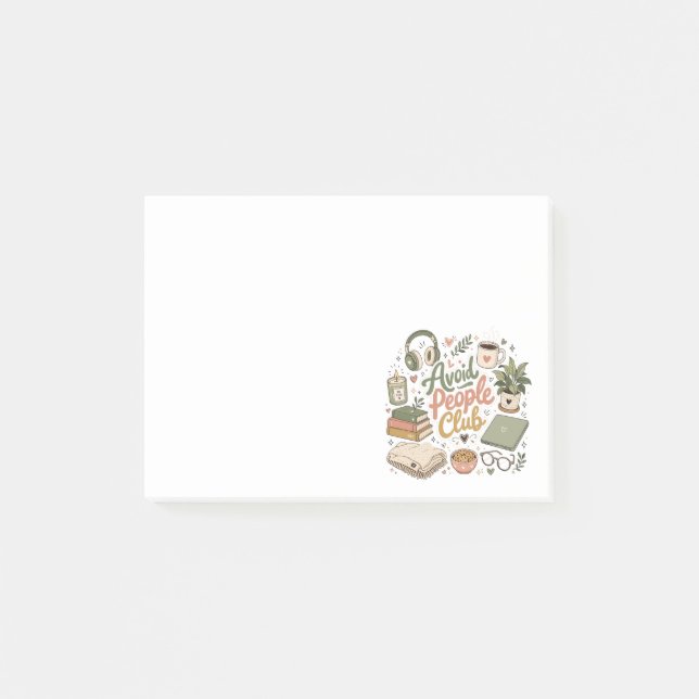 Avoid People Club Cosy Introvert Vibes Post-it Notes (Front)