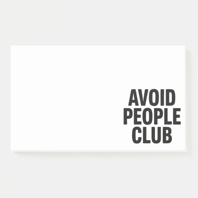 Avoid People Club Introvert Humour Statement Post-it Notes (Front)