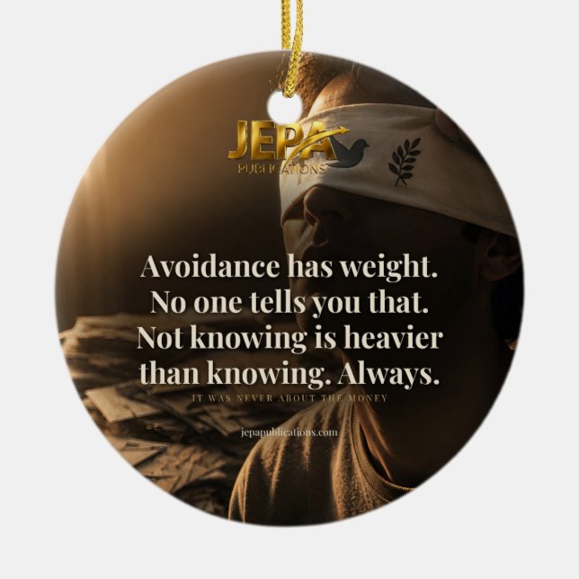 Avoidance Has Weight Book Quote Ceramic Tree Decoration (Front)