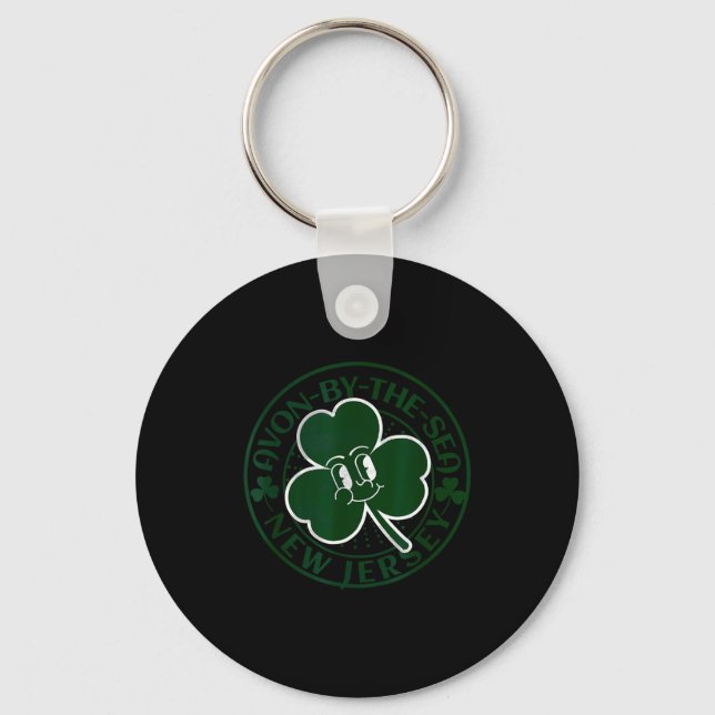 Avon-by-the-sea New Jersey Irish Shamrock Nj Retro Key Ring (Front)
