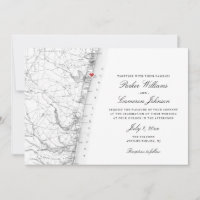 Avon-by-the-sea NJ Map Elegant Black White Wedding